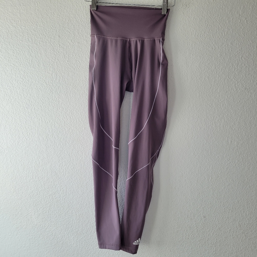 Adidas Women's Lavender Purple 7/8 Performance Leggings Size XS | Athleisure EUC